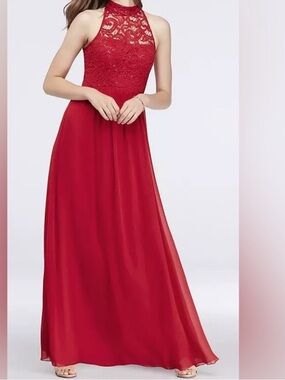 Speechless Red Lace Halter Maxi Dress